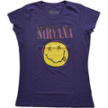 Nirvana Ladies T-Shirt: Xerox Happy Face Pink (Purple)