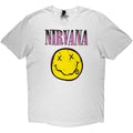 Nirvana Unisex T-Shirt: Xerox Happy Face Pink (White)