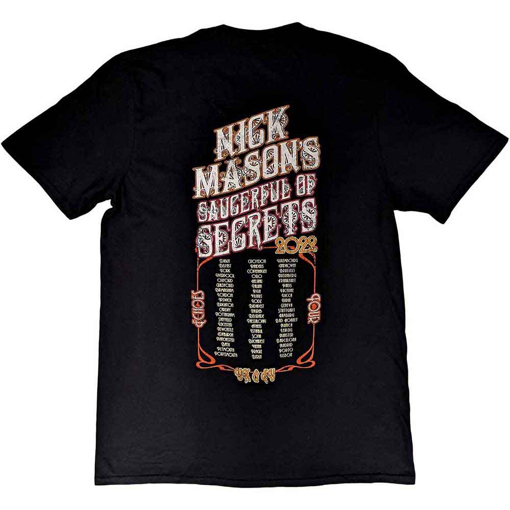 Nick Mason's Saucerful of Secrets Unisex T-Shirt: Echoes European Tour 2022 (Black) (Back Print & Ex-Tour)