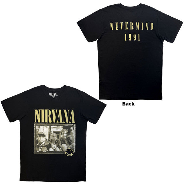 Nirvana: Nevermind '91 Hotel Photo Unisex Premium Carbon T-Shirt (Black) (Back Print)