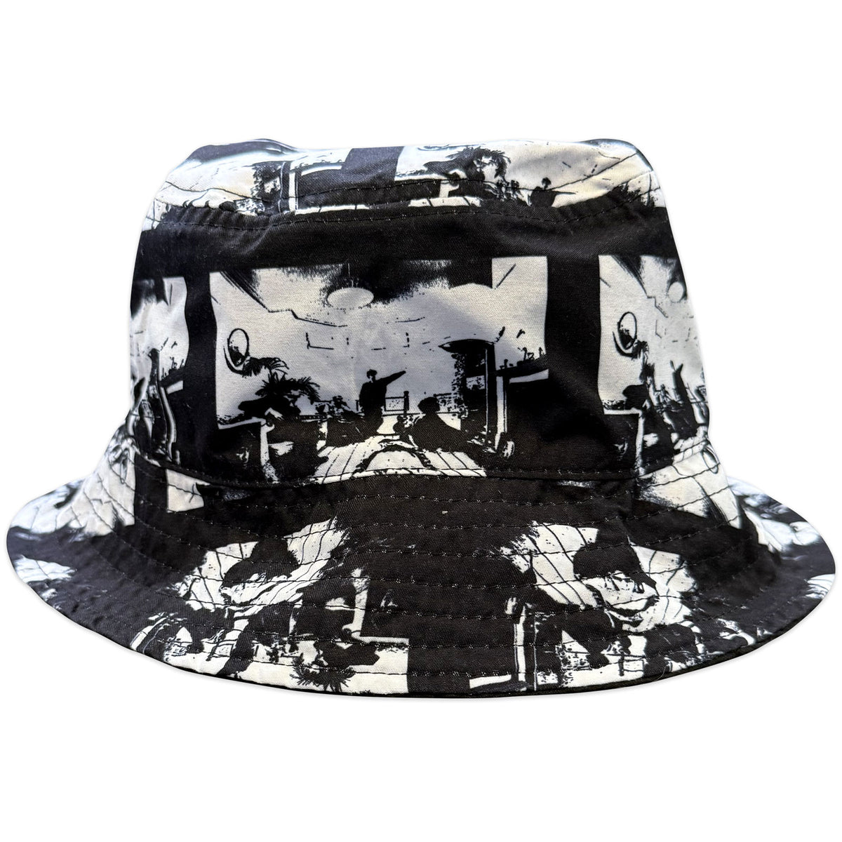 Oasis Unisex Bucket Hat: Decca Logo / Definitely Maybe Reversible (Black) (Ex-Tour)