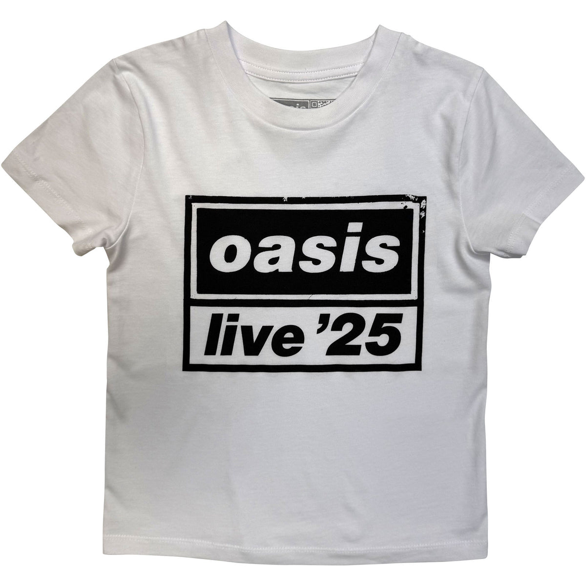 Oasis Kids T-Shirt: Live '25 Distressed Lockup (White) (Ex-Tour)