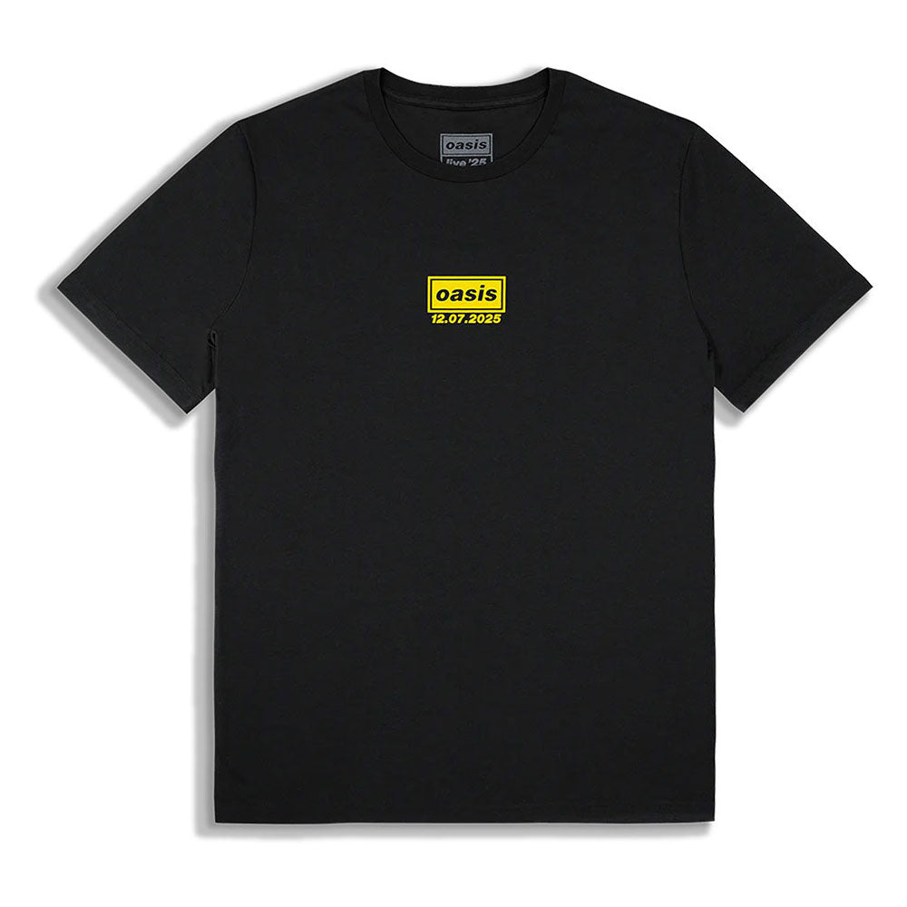 Oasis Unisex T-Shirt: Manchester 12 July Event (Black) (Back Print & Ex-Tour)