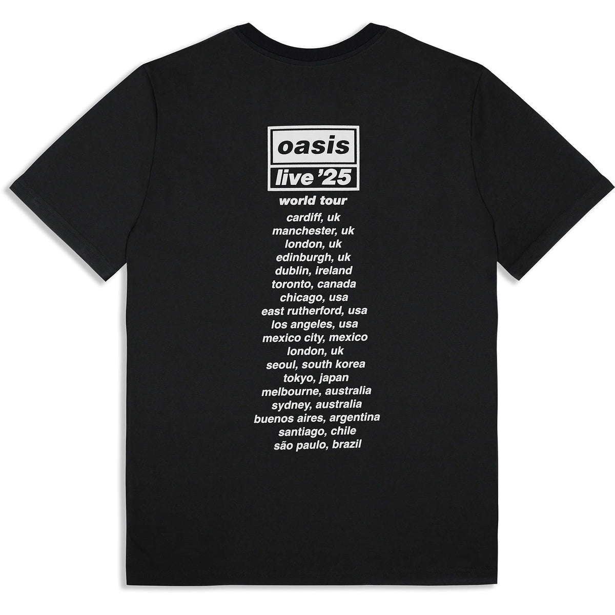 Oasis Unisex T-Shirt: Wonderwall Live 25 World Tour (Black) (Back Print & Ex-Tour)