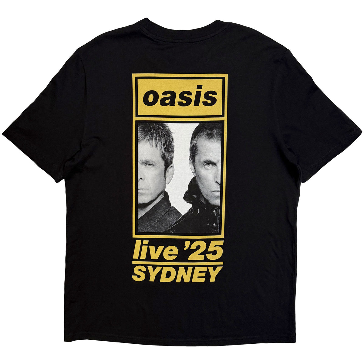Oasis Unisex T-Shirt: Sydney Half Faces Fan Store (Black) (Back Print & Ex-Tour)