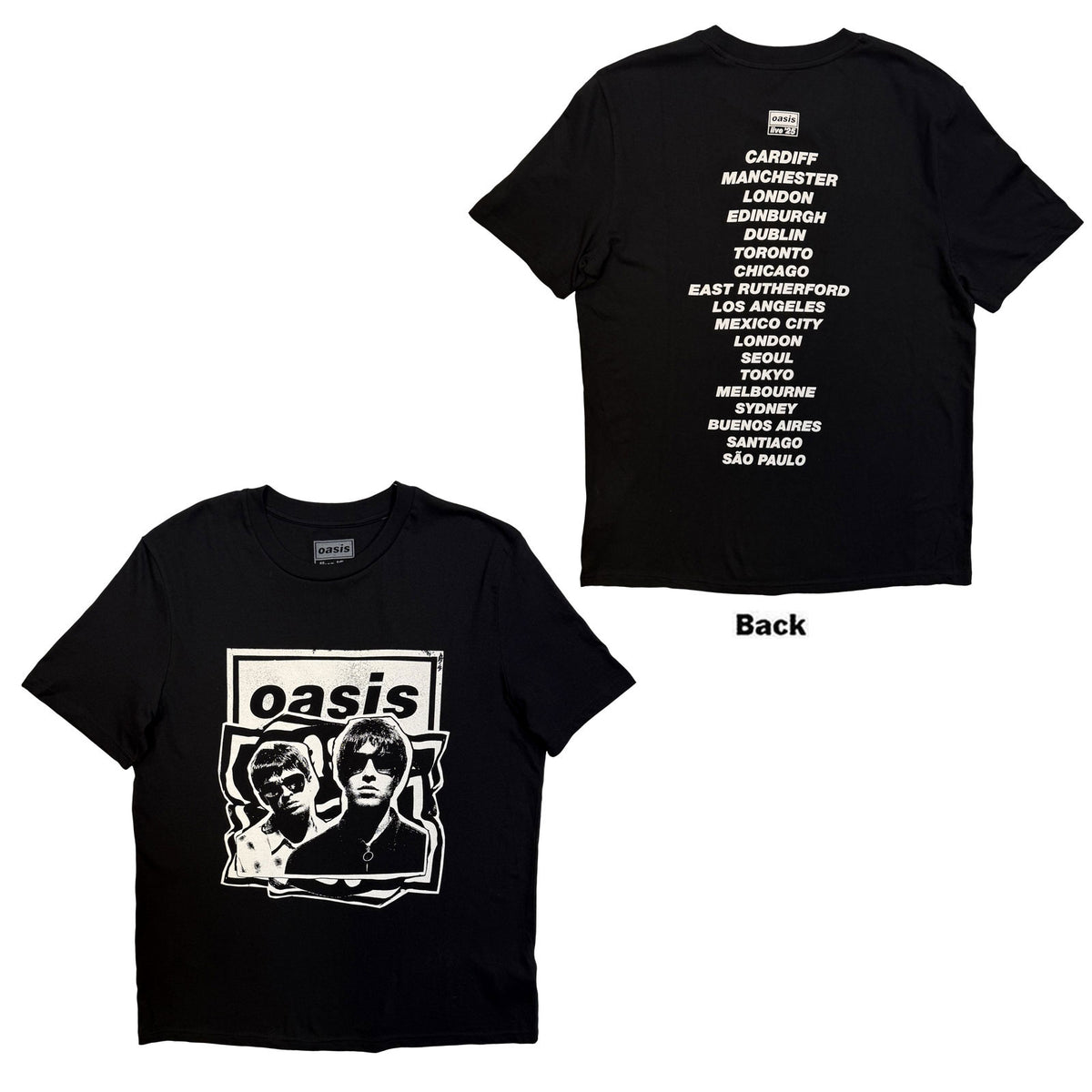 Oasis Unisex T-Shirt: Paper Cut Out Tour (Black) (Back Print & Ex-Tour)