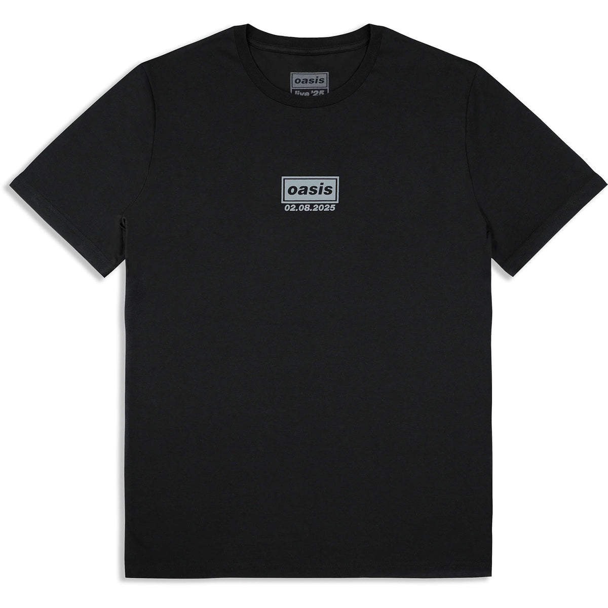 Oasis Unisex T-Shirt: London 2 Aug Event (Black) (Back Print & Ex-Tour)