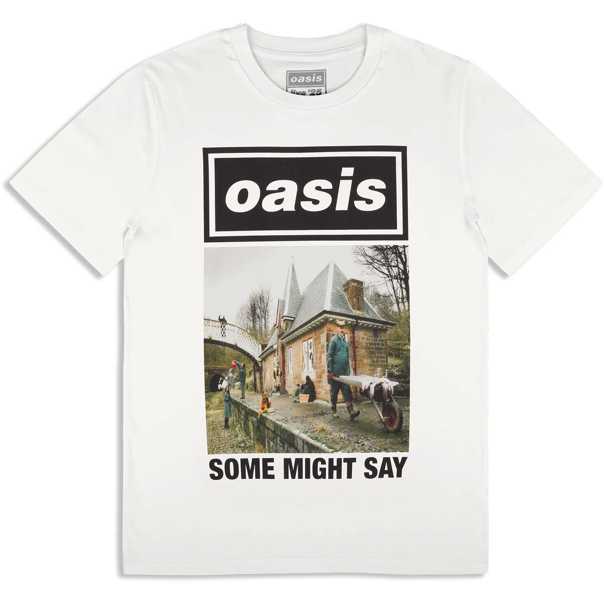 Oasis Unisex T-Shirt: Some Might Say Single Cover (White) (Ex-Tour)