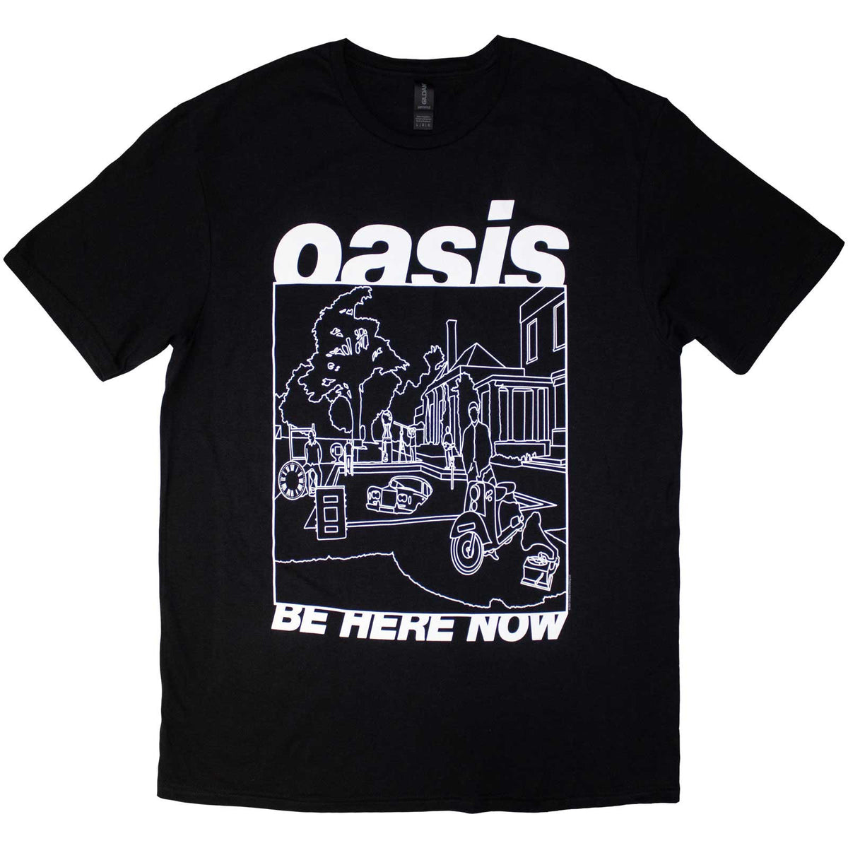 Oasis Unisex T-Shirt: Be Here Now Line Drawing (Black)