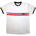 Oasis Unisex Ringer T-Shirt: 1996 Tour Horizontal Stripes (White)