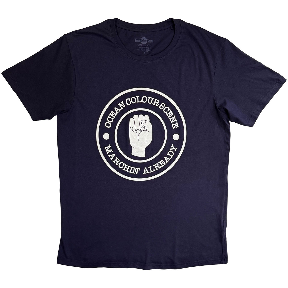 Ocean Colour Scene Unisex T-Shirt: Marchin' Fist (Navy Blue)