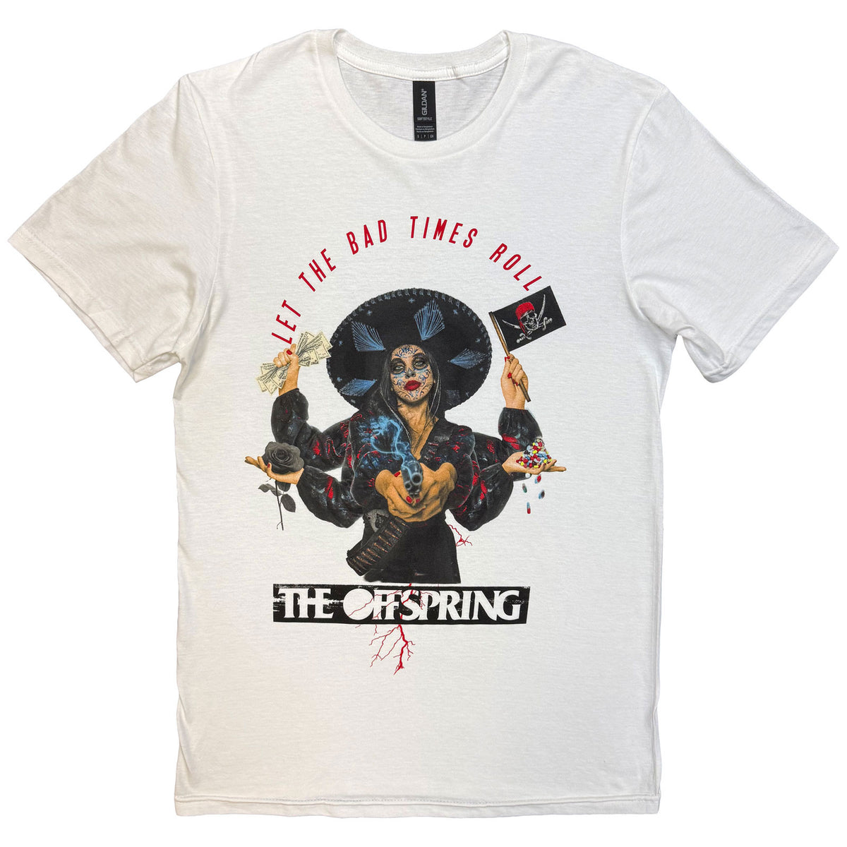 The Offspring Unisex T-Shirt: Shooting Gun (White) (LOS)