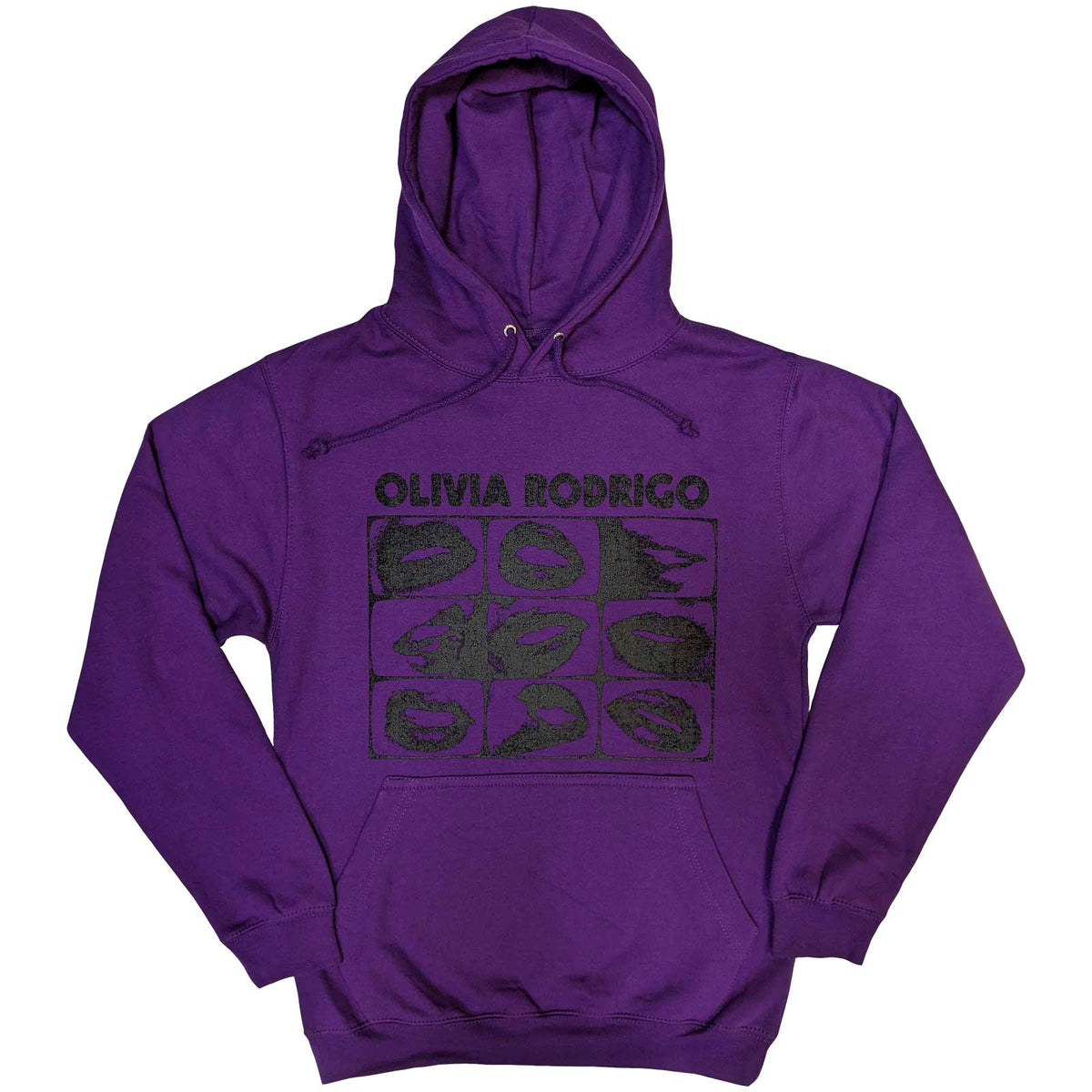 Olivia Rodrigo Unisex Pullover Hoodie: Threshold Lips Grid (Purple)