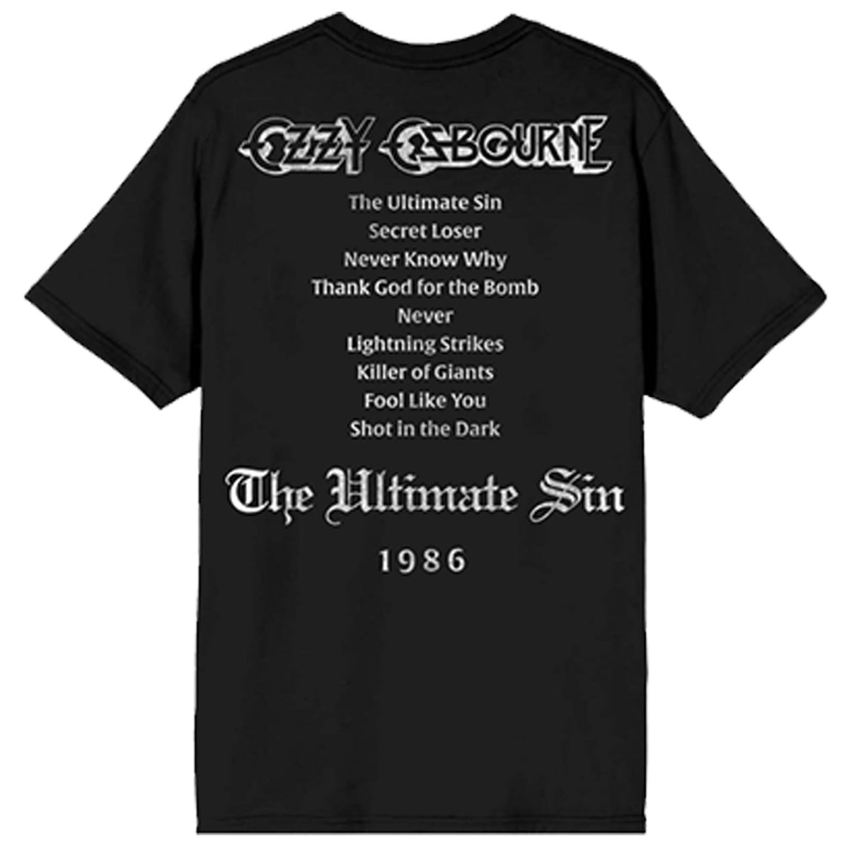 Ozzy Osbourne Unisex T-Shirt: Ultimate Sin Tribute (Black) (Back Print)