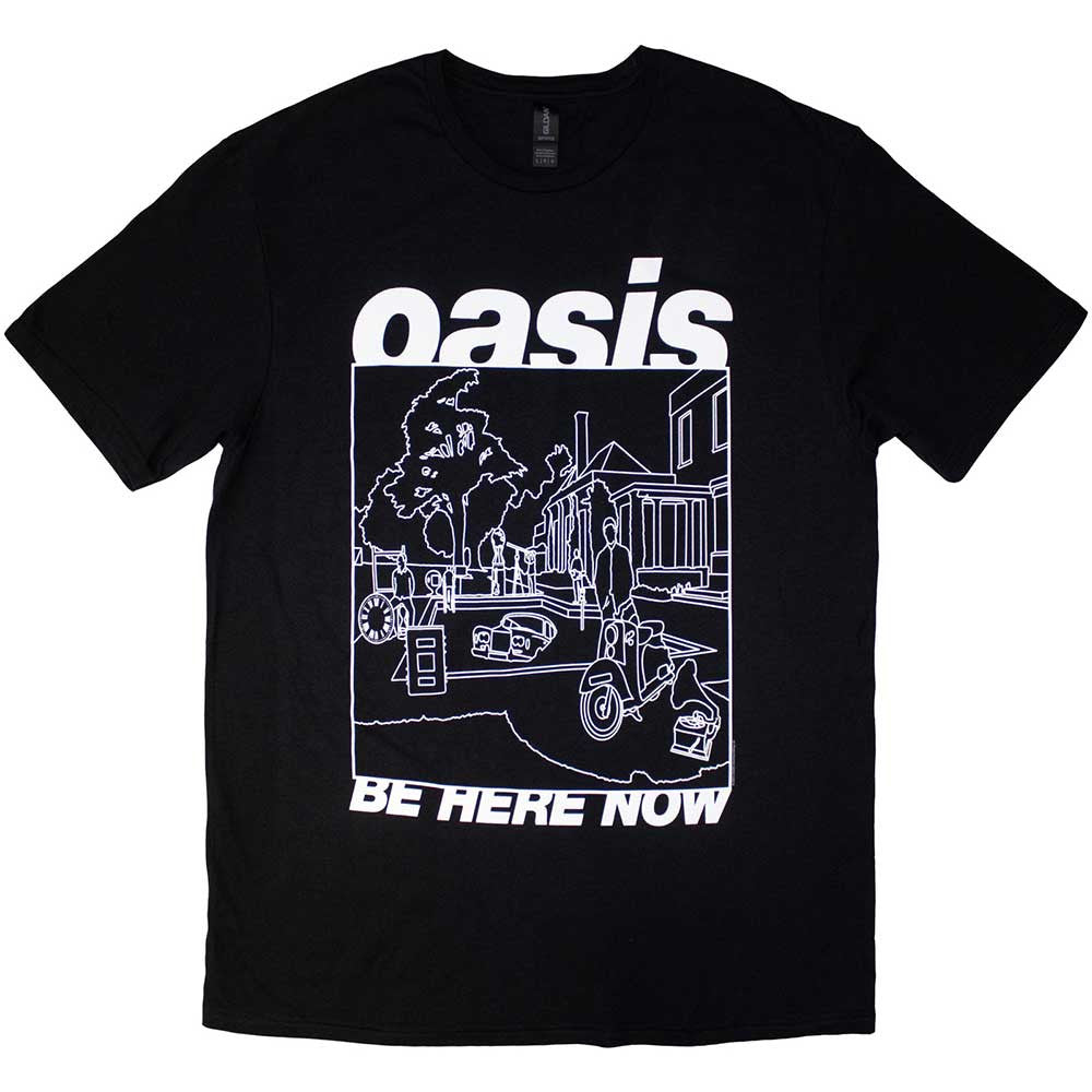 Oasis: Be Here Now Line Drawing Unisex T-Shirt (Black)