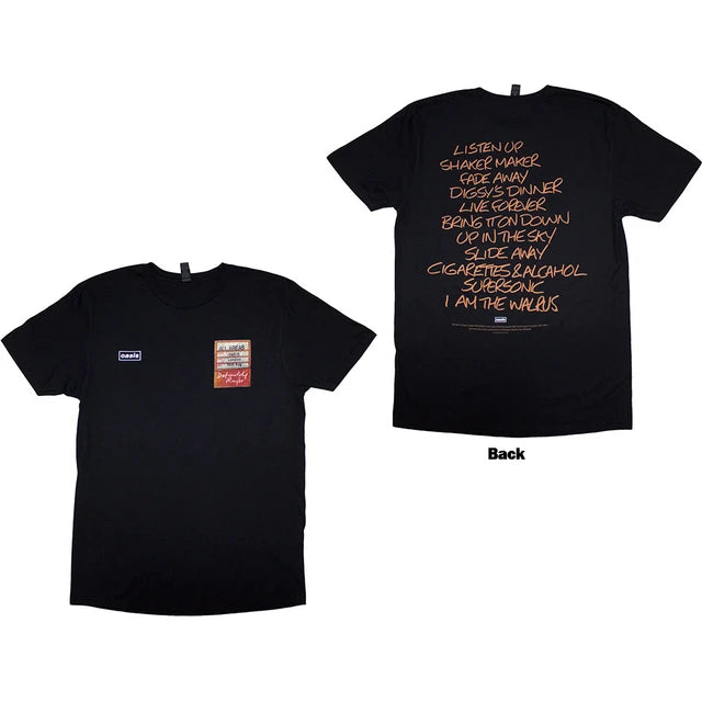 Oasis: Definitely Maybe AAA Setlist Unisex T-Shirt (Black) (Back Print)