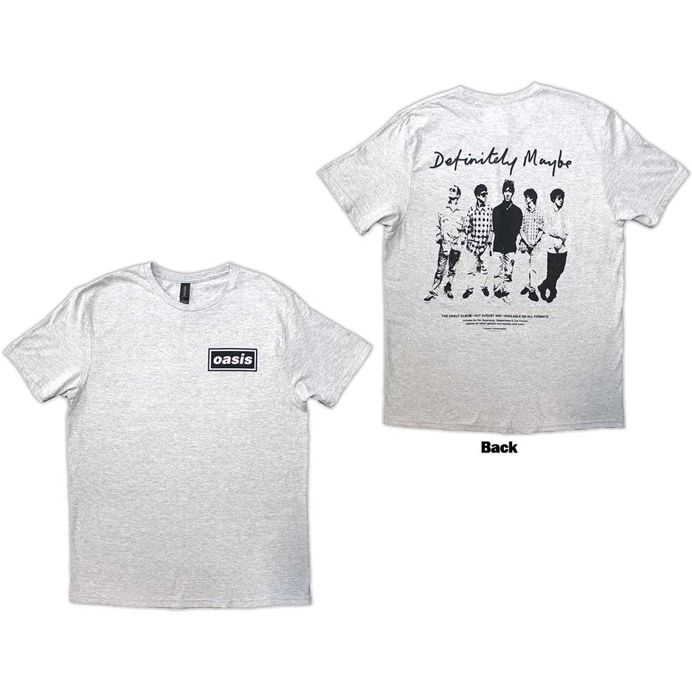 Oasis: Definitely Maybe Promo Unisex T-Shirt (Grey) (Back Print)