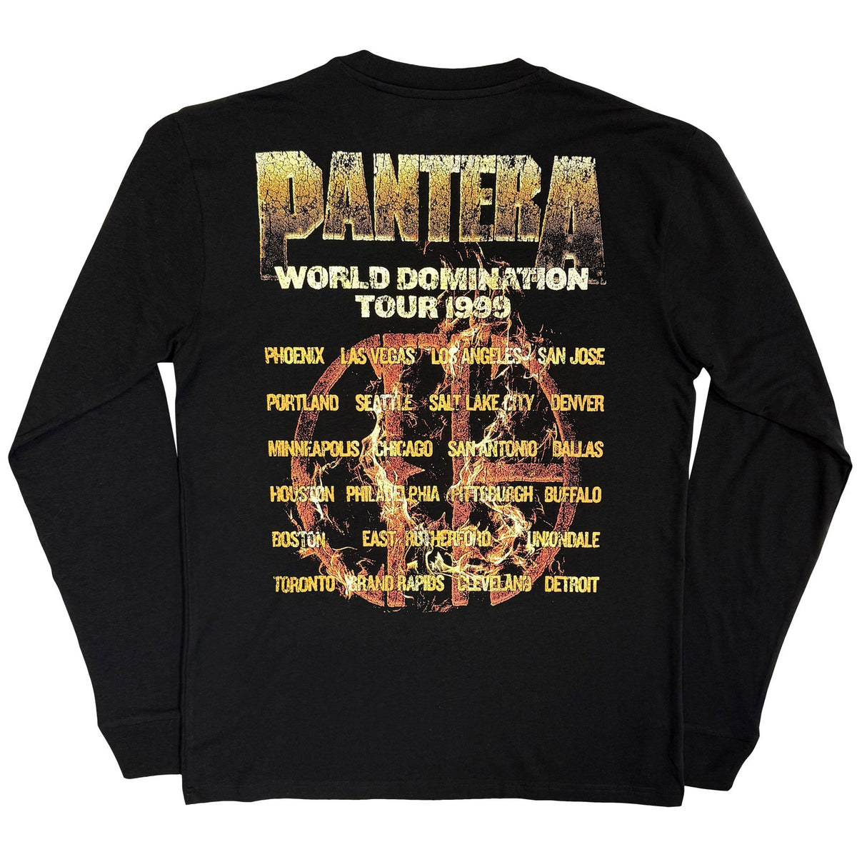 Pantera Unisex Long Sleeve T-Shirt: World Domination Tour (Black) (Back Print)