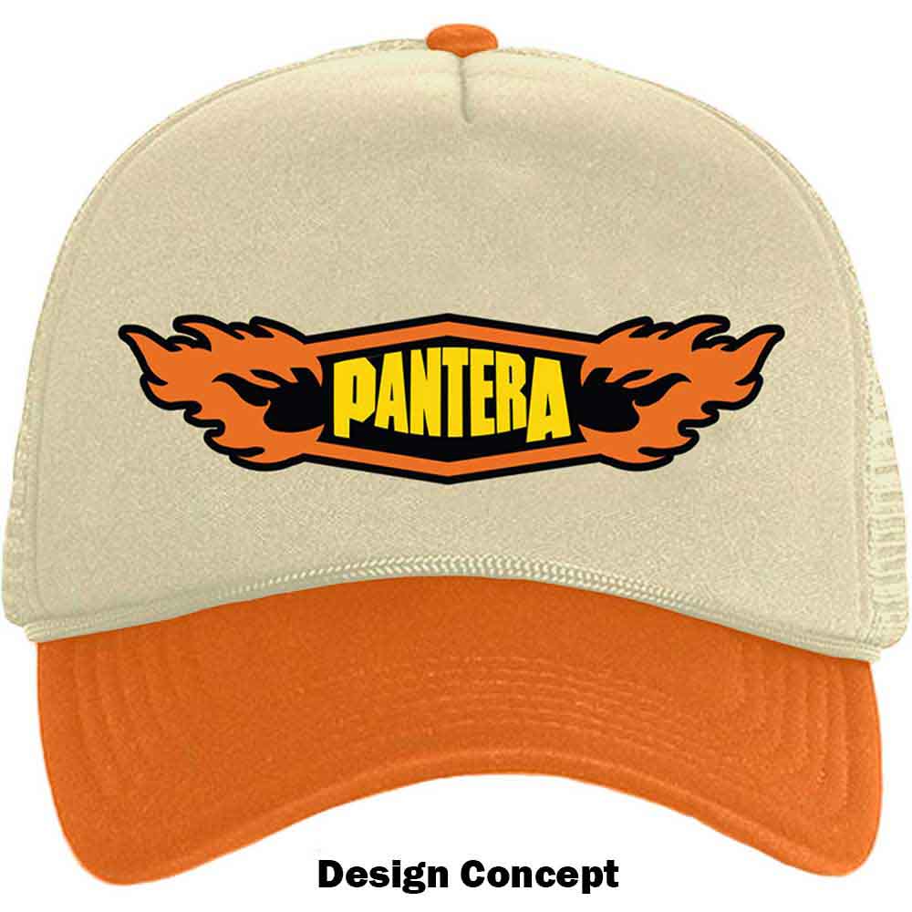 Pantera Unisex Mesh Back Cap: Flames Logo (Orange & Sand)
