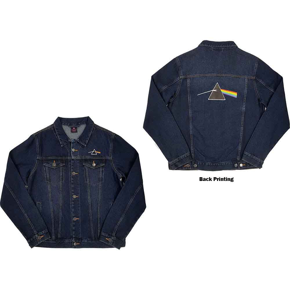 Pink Floyd Unisex Denim Jacket: Dark Side of the Moon Oval (Denim Blue) (Back Print)