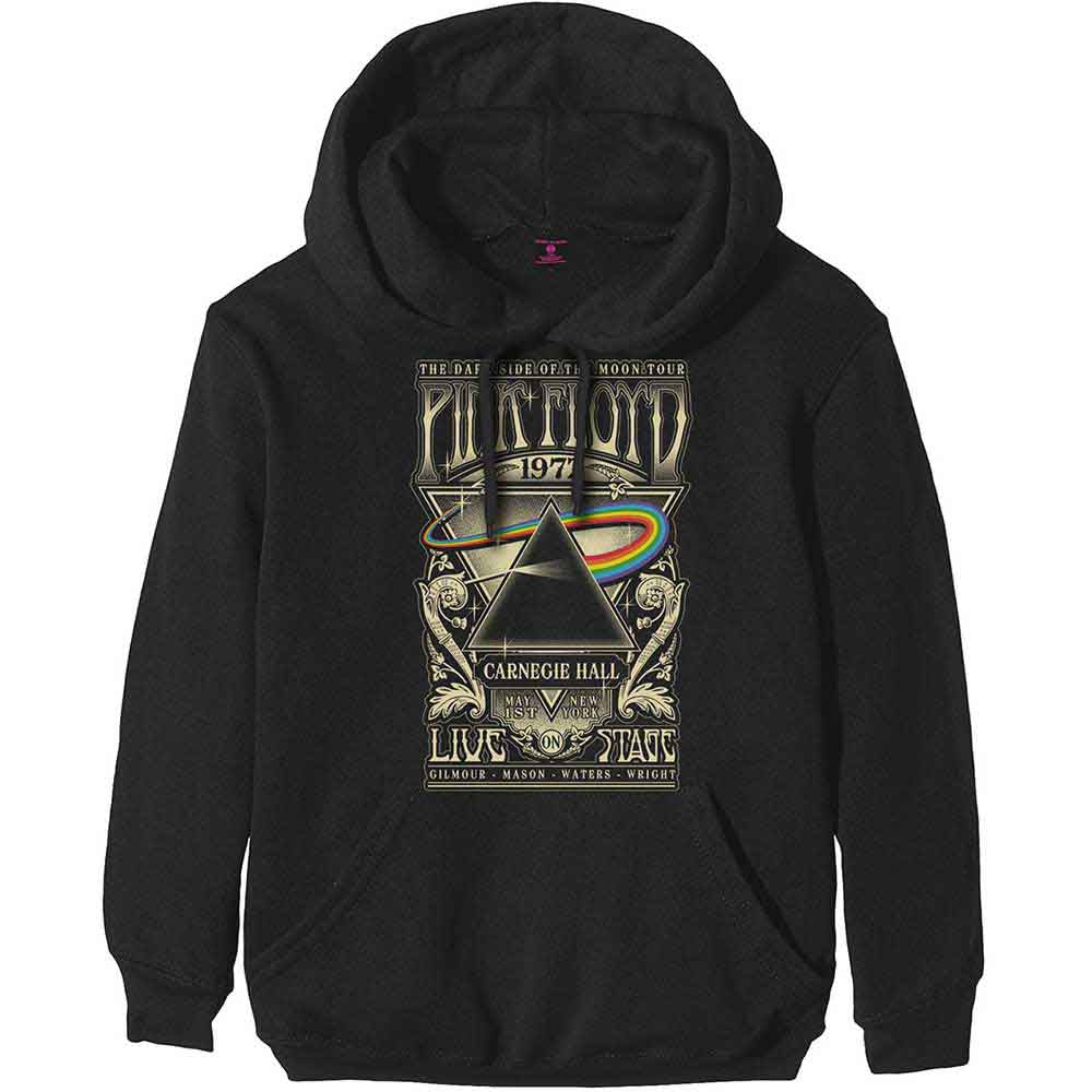 Pink Floyd Unisex Pullover Hoodie: Carnegie Hall Poster (Black)