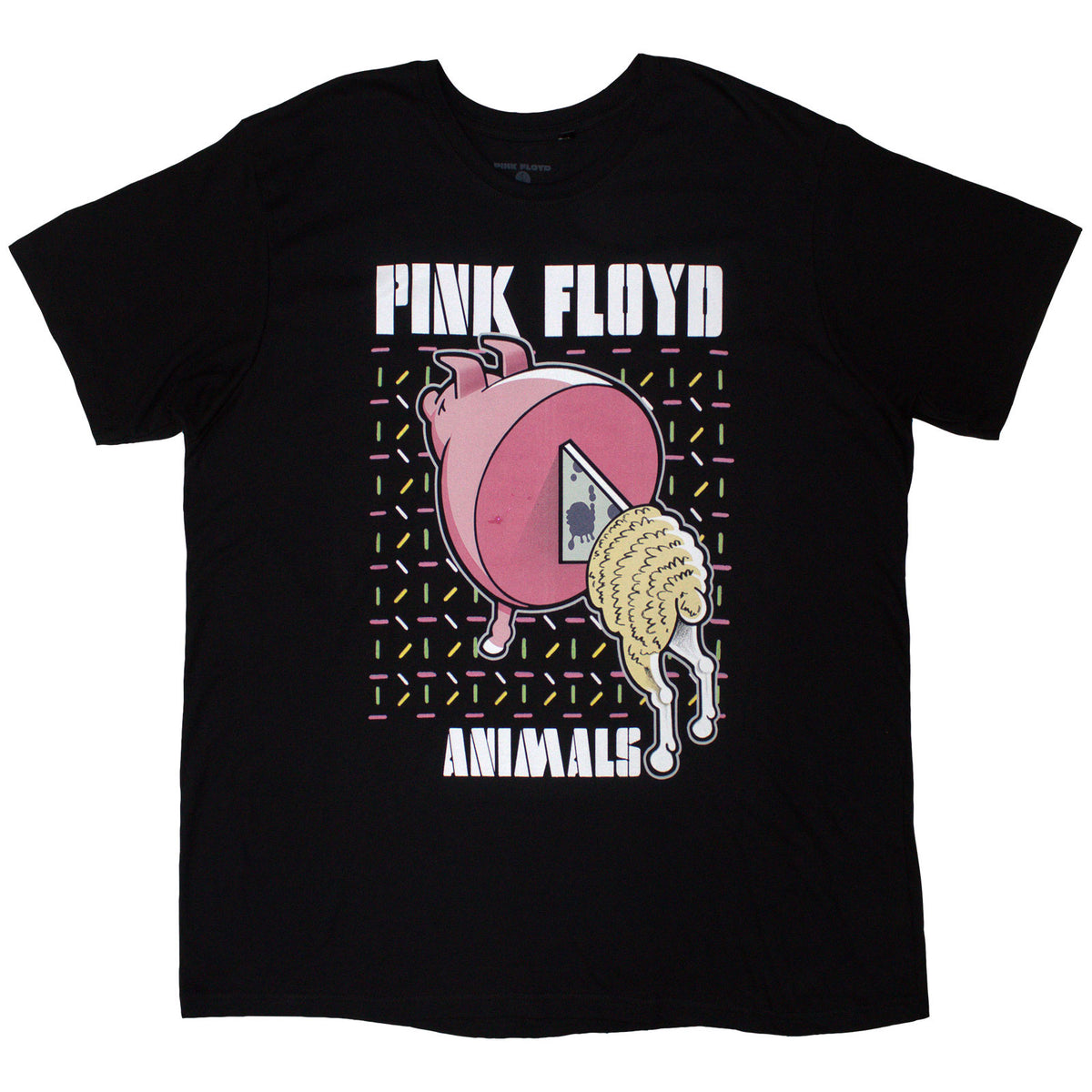 Pink Floyd Unisex T-Shirt: Animals Cartoons (Black) (Back Print)