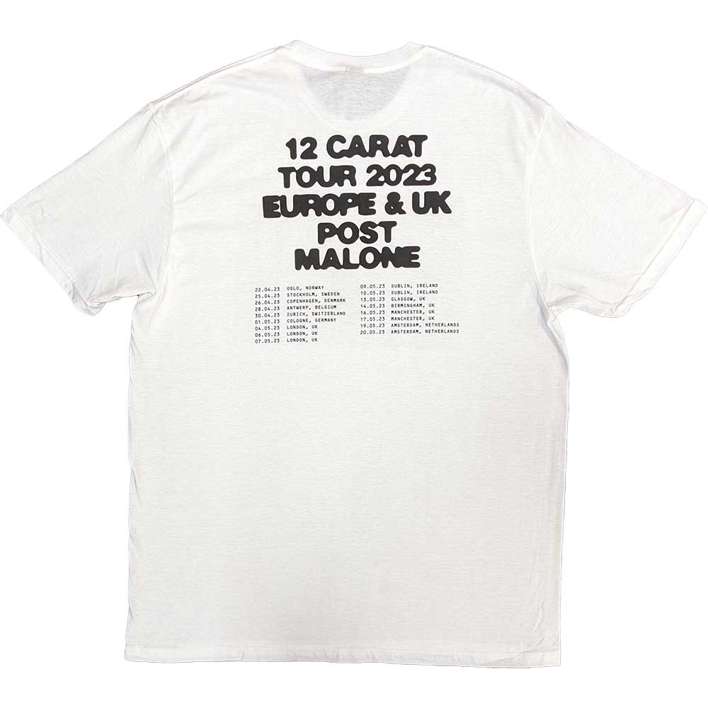 Post Malone Unisex T-Shirt: Inflatable Butterfly 2023 Tour (White) (Back Print & Ex-Tour)