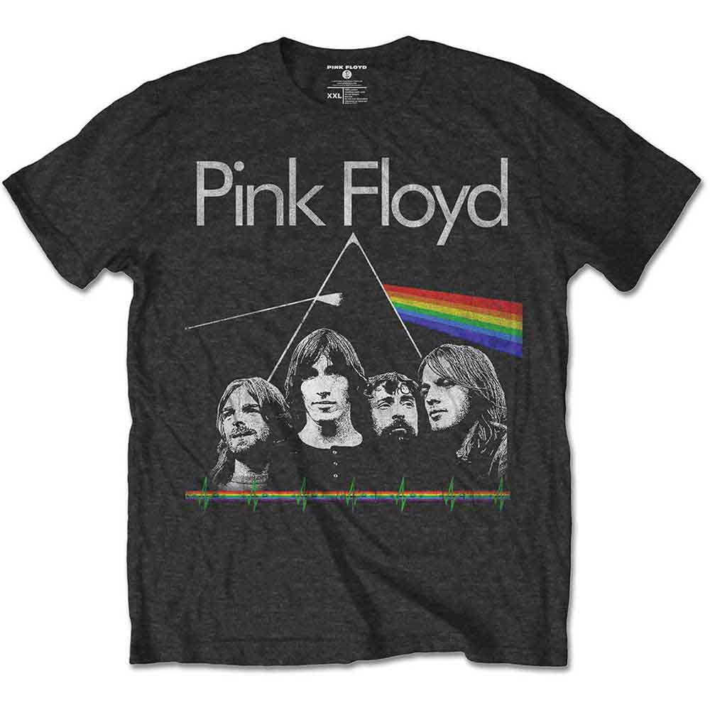 Pink Floyd: Dark Side of the Moon Band & Pulse Unisex T-Shirt (Charcoal Grey)