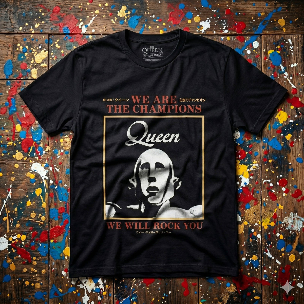 Queen: We Are The Champions Unisex Premium Carbon T-Shirt (Black)