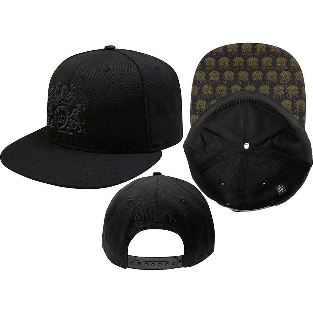 Queen Unisex Snapback Cap: Crest (Black)
