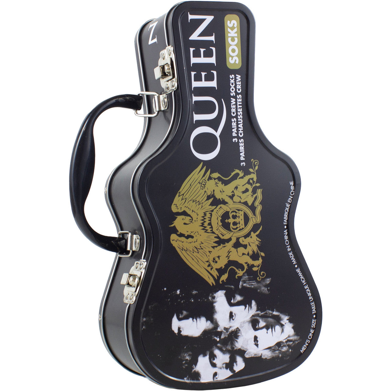 Queen: Logos Unisex Sock Guitar Tin (UK Size 6.5 - 11)