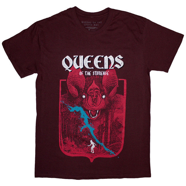 Queens Of The Stone Age: Bat Unisex T-Shirt (Maroon Red)