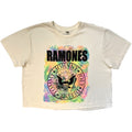 Ramones Ladies Stone Wash Crop Top: Painted Seal (White)