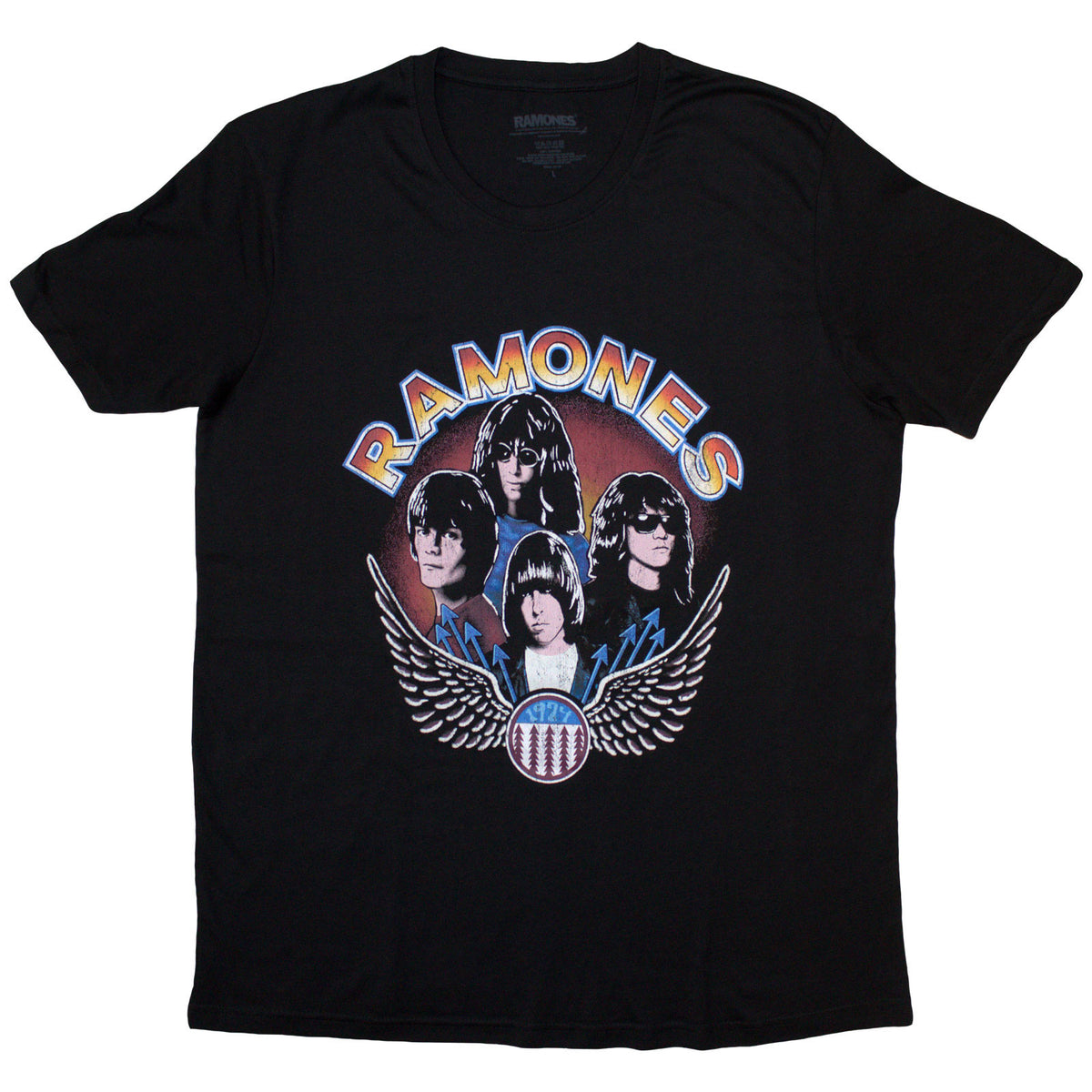 Ramones Ladies T-Shirt: Vintage Wings Photo (Black)