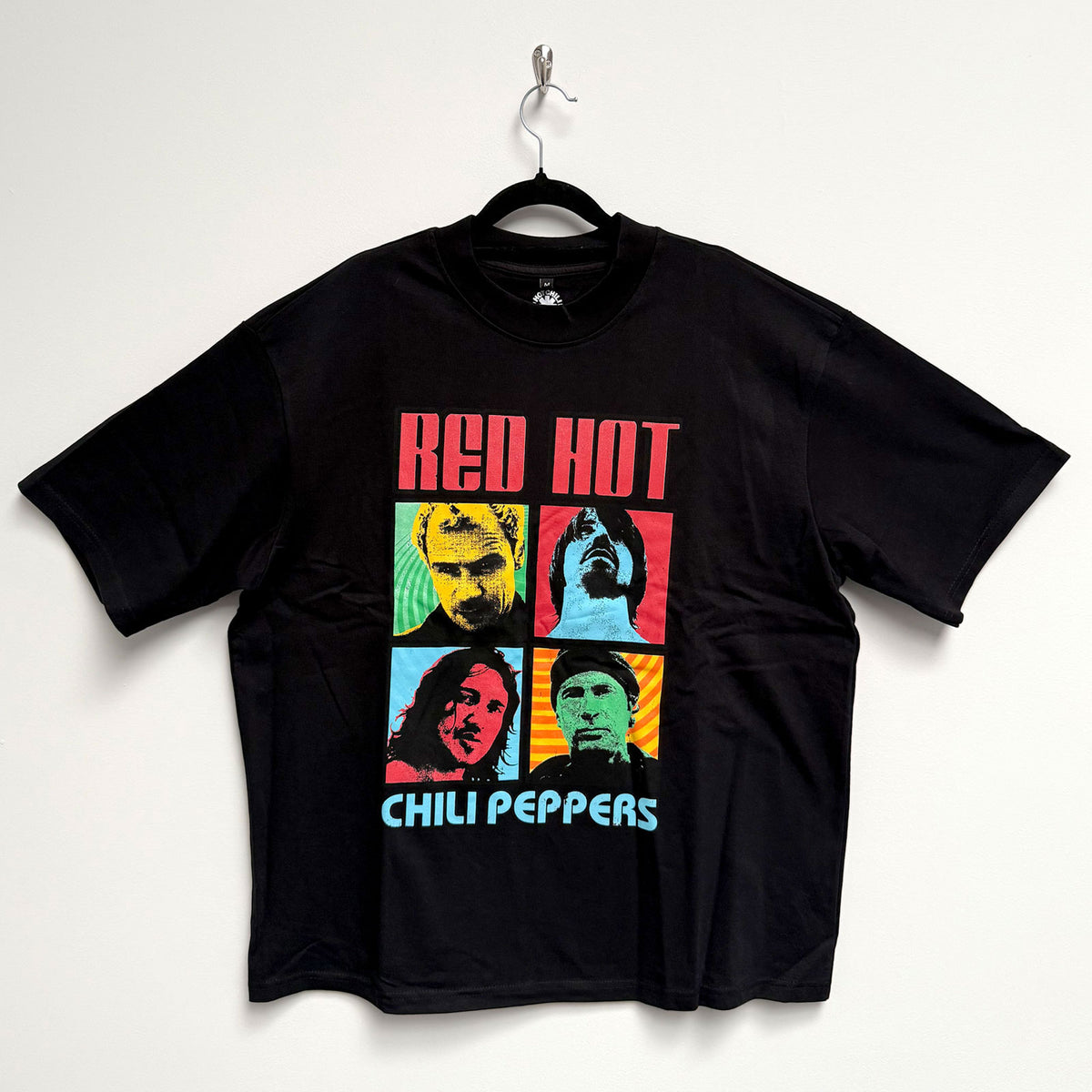 Red Hot Chili Peppers Unisex Oversized Boxy T-Shirt: Portrait Photos (Black)