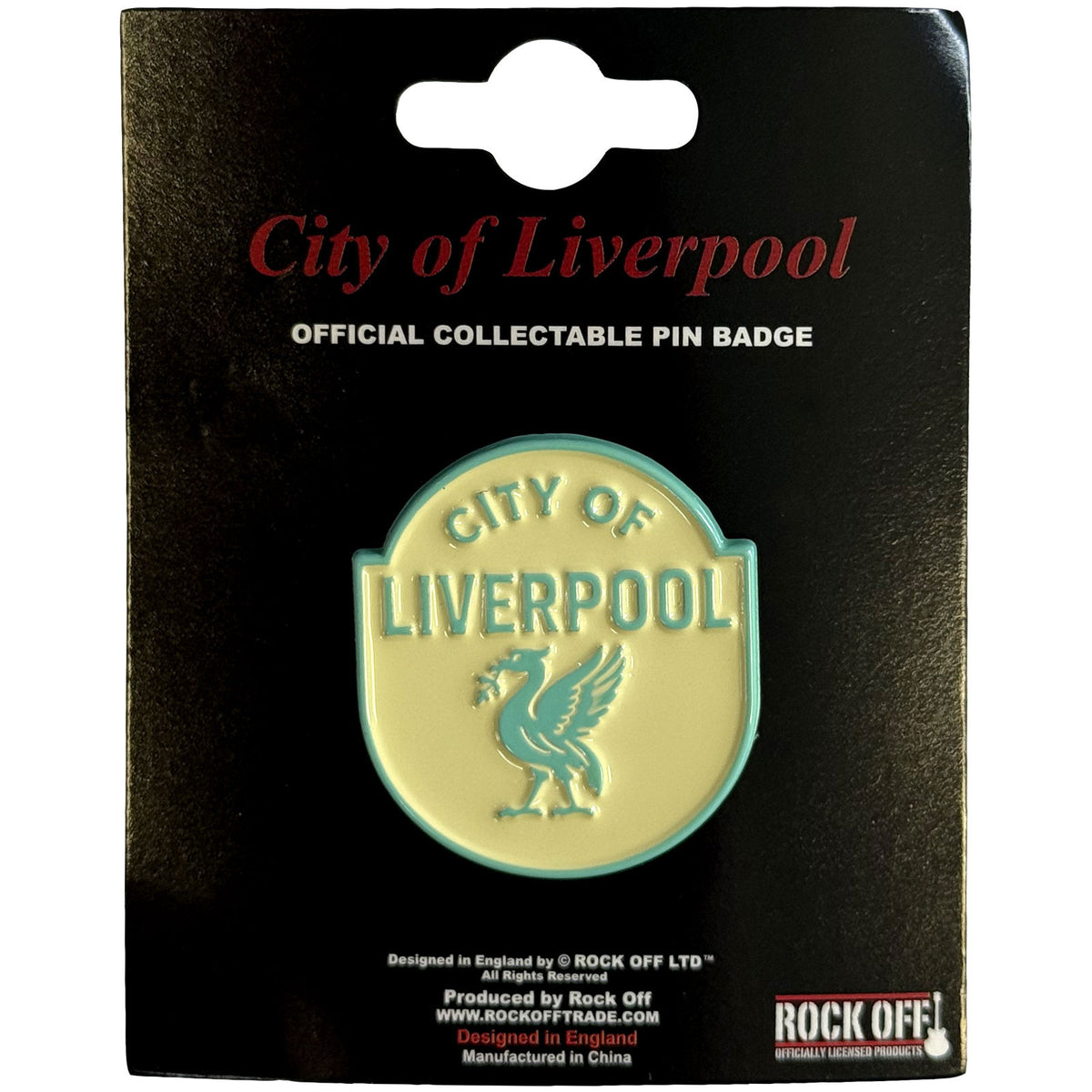 Rock Off Pin Badge: City Of Liverpool Emblem Cyan