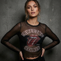 The Rolling Stones: Tour 78 Ladies Long Sleeve Mesh Crop Top (Black)