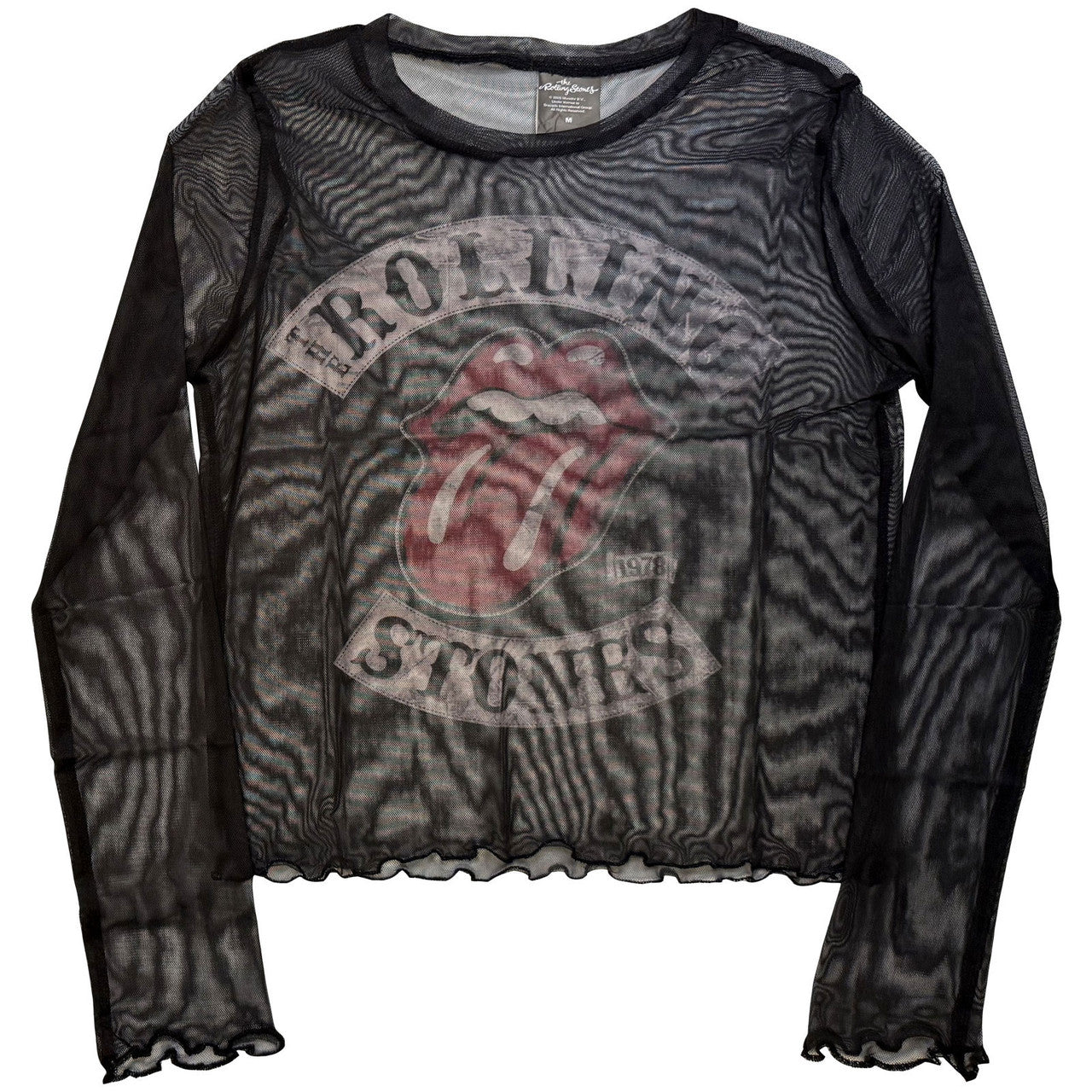 The Rolling Stones: Tour 78 Ladies Long Sleeve Mesh Crop Top (Black)