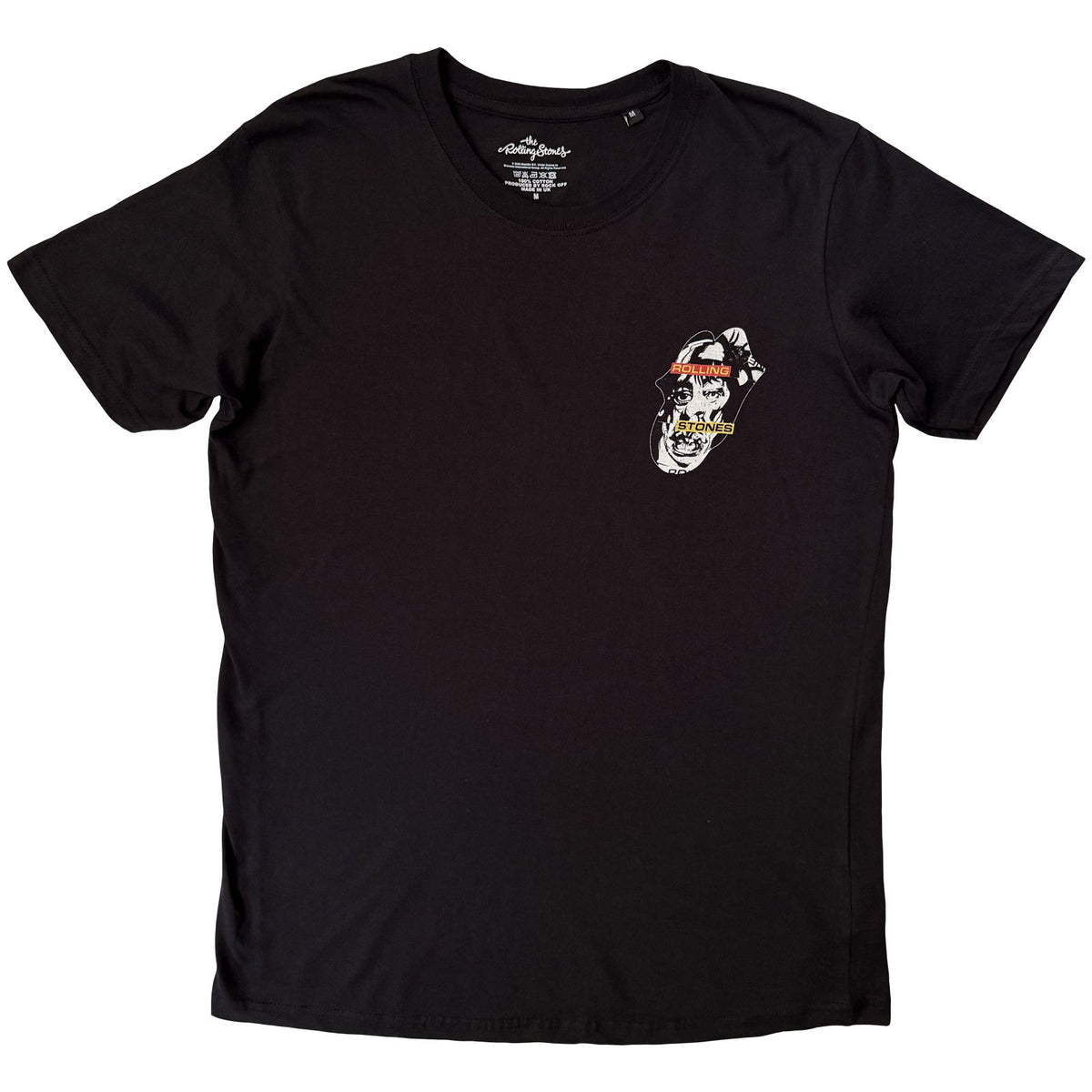 The Rolling Stones Unisex T-Shirt: Foreign Tongues Pocket Logo (Black) (Back Print)