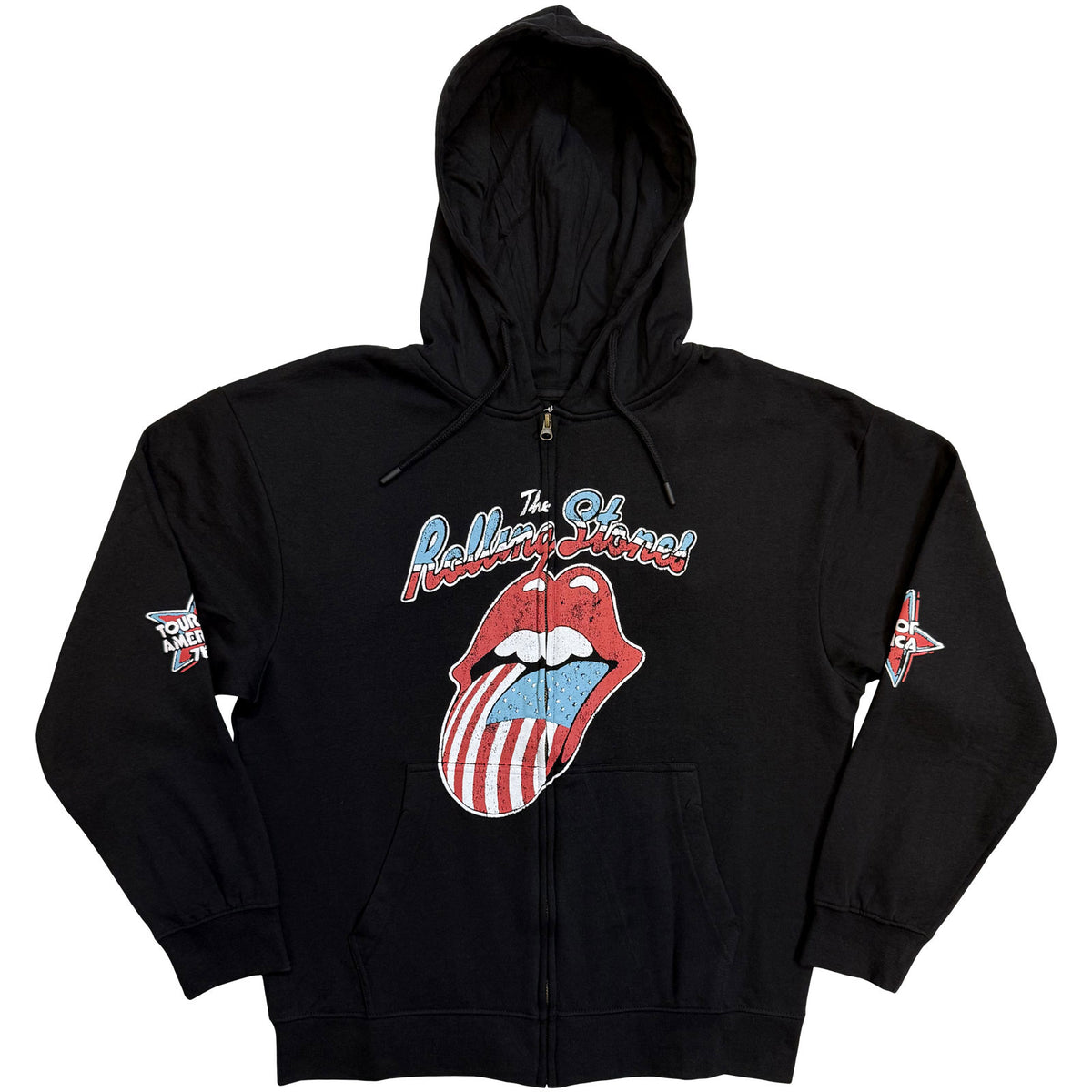 The Rolling Stones Unisex Zipped Hoodie: Us Tour '78 (Black) (Back Print)