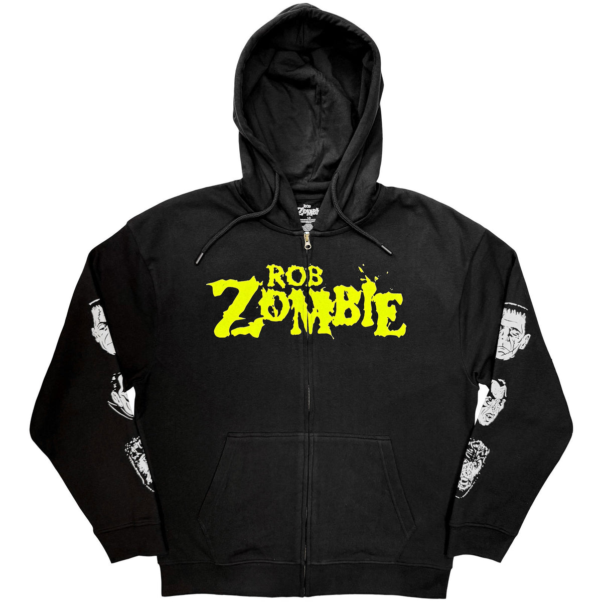 Rob Zombie Unisex Zipped Hoodie: Die Twice (Black) (Back & Sleeve Print)