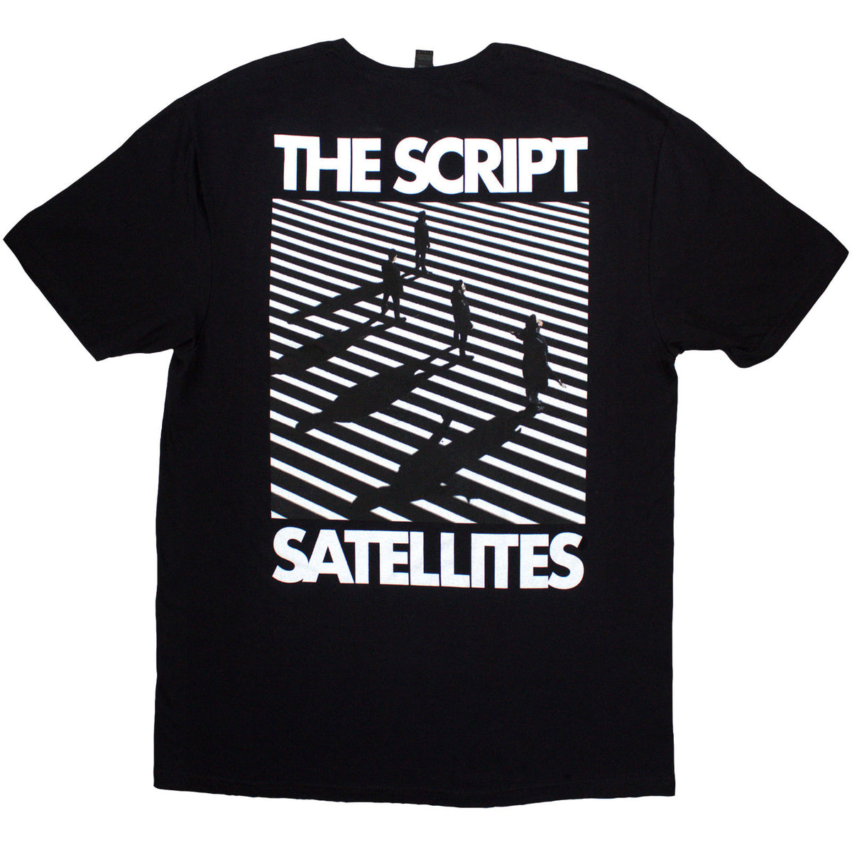 The Script Unisex T-Shirt: Satellites & Pocket Logo (Black) (Back Print)