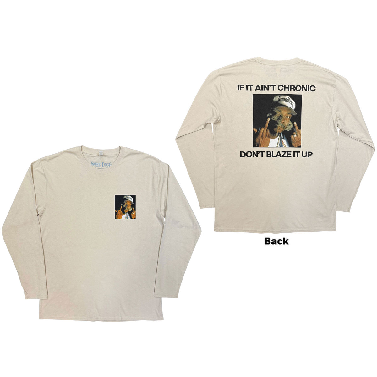 Snoop Dogg Unisex Long Sleeve T-Shirt: Middle Finger (Sand)