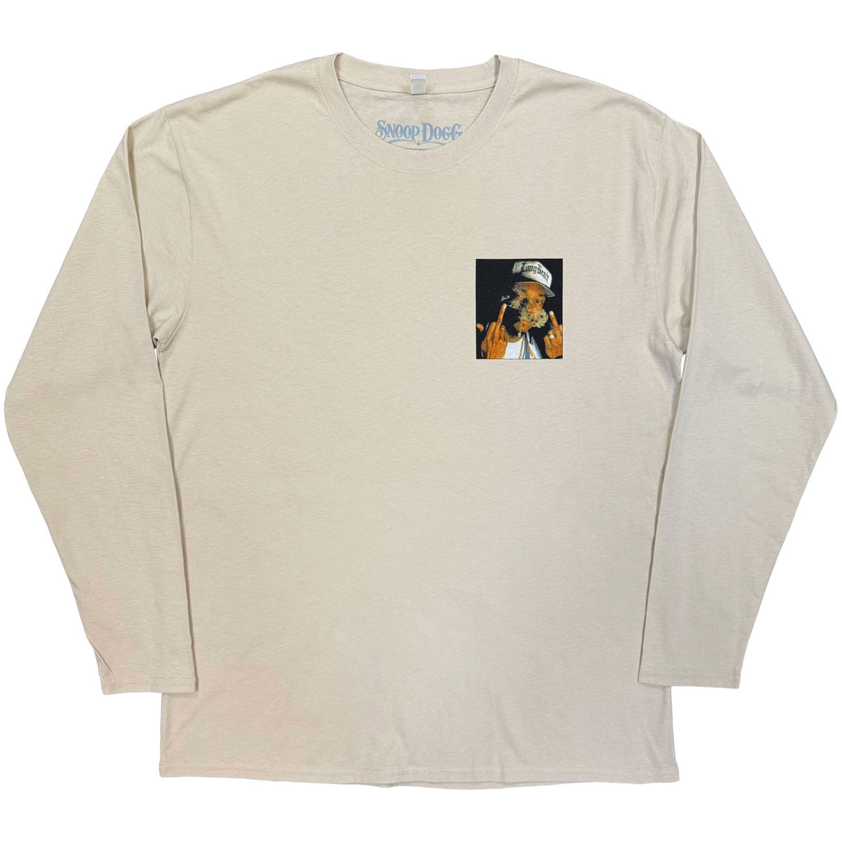 Snoop Dogg Unisex Long Sleeve T-Shirt: Middle Finger (Sand)