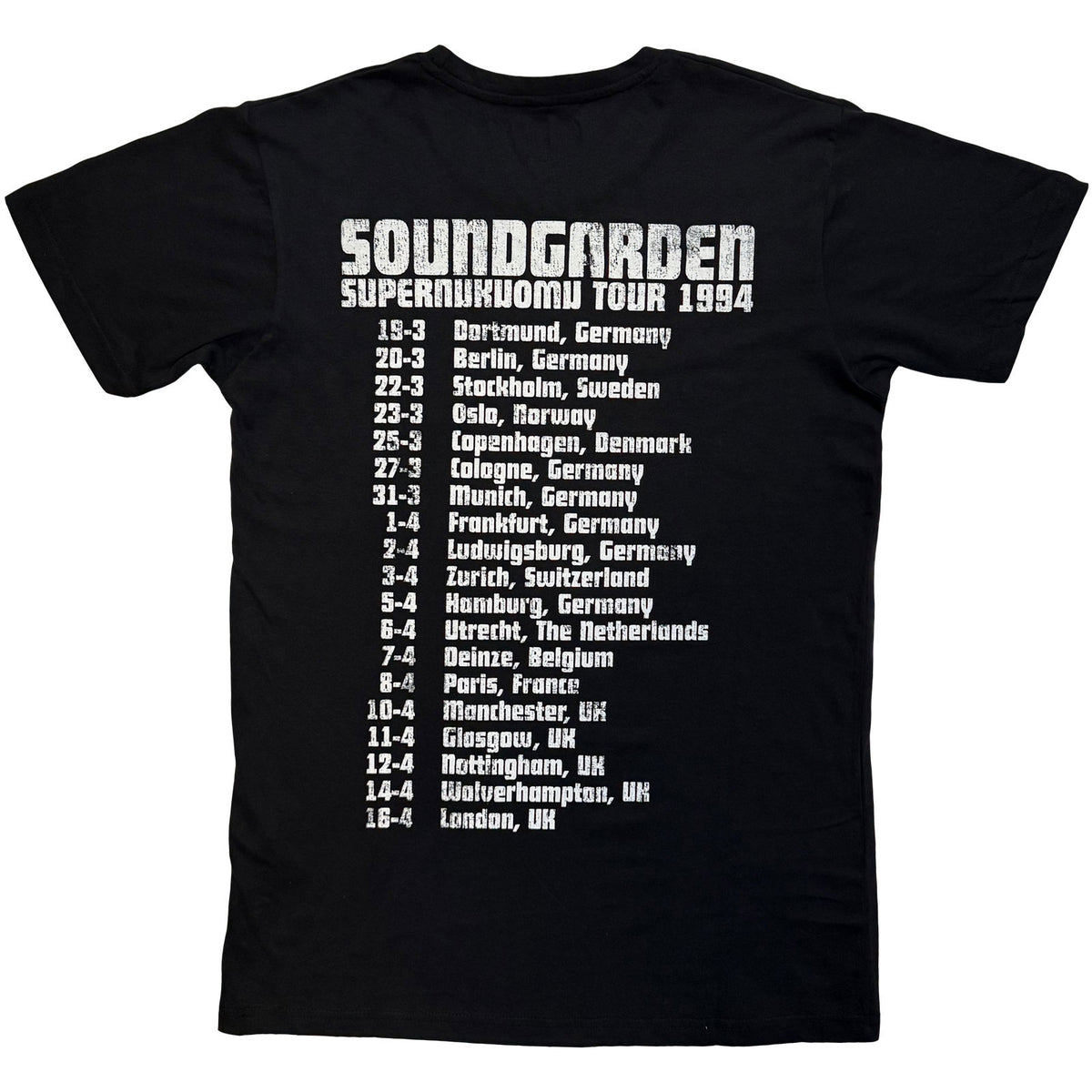 Soundgarden Unisex Premium Carbon T-Shirt: Superunknown Tour '94 (Black) (Back Print)