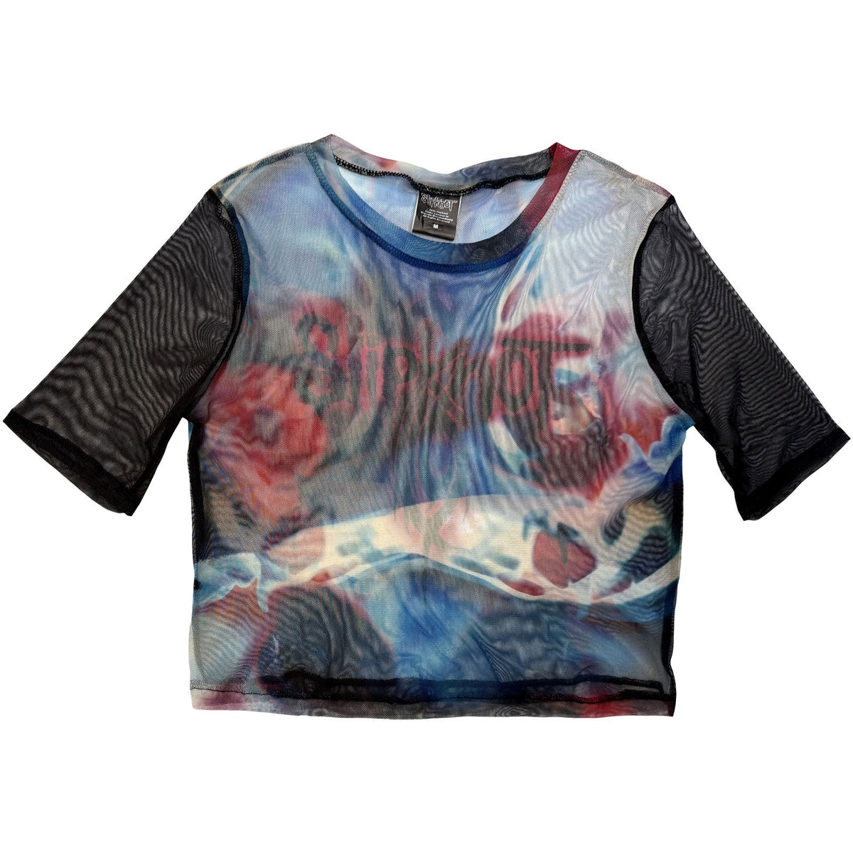 Slipknot Ladies Mesh Crop Top: Face & Logo (Black)