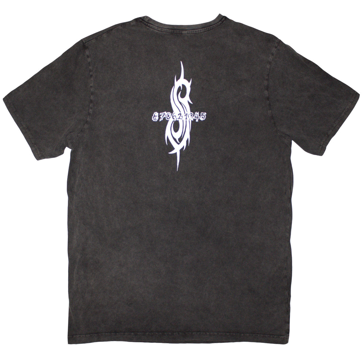 Slipknot Unisex Stone Wash T-Shirt: Album Splatter (Charcoal Grey) (Back Print)