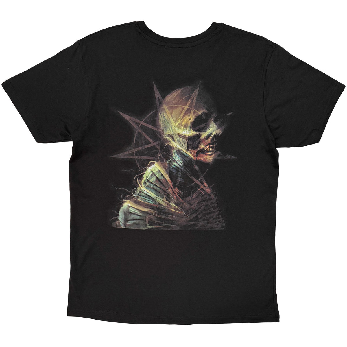 Slipknot Unisex T-Shirt: Skeleton & Pentagram (Black) (Back Print)