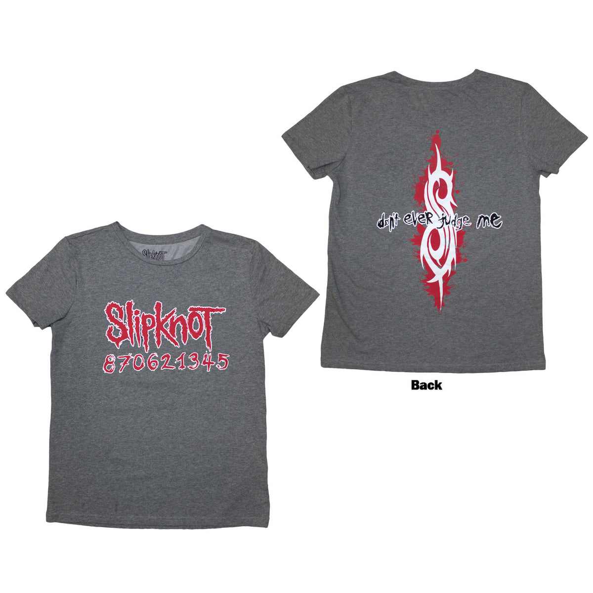 Slipknot Ladies T-Shirt: Don't Ever Judge Me (Grey) (Back Print)