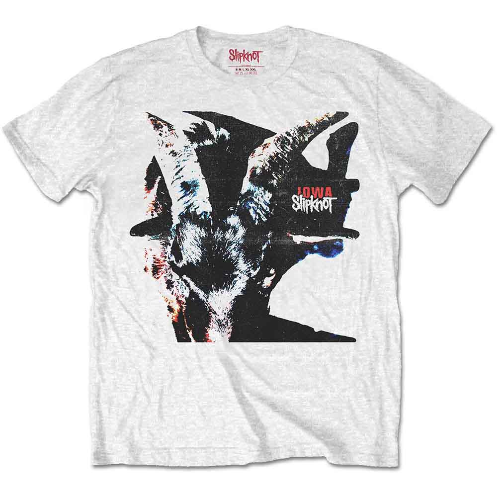 Slipknot Unisex T-Shirt: Iowa Goat Shadow (White) (Back Print)
